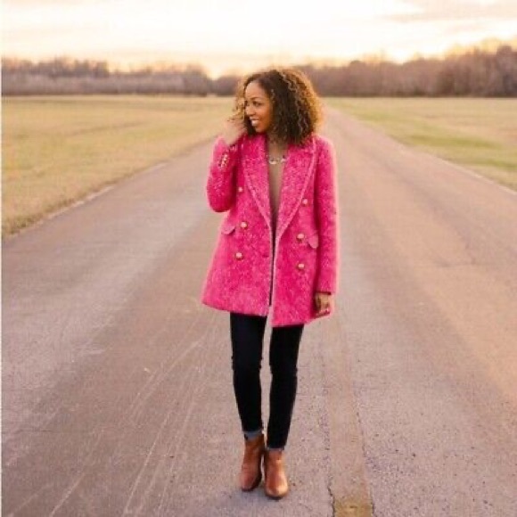 J.CREW Diamond Tweed Barbie Pink Coat Size 0 Sorbet Ivory Blazer Jacket - Picture 6 of 7